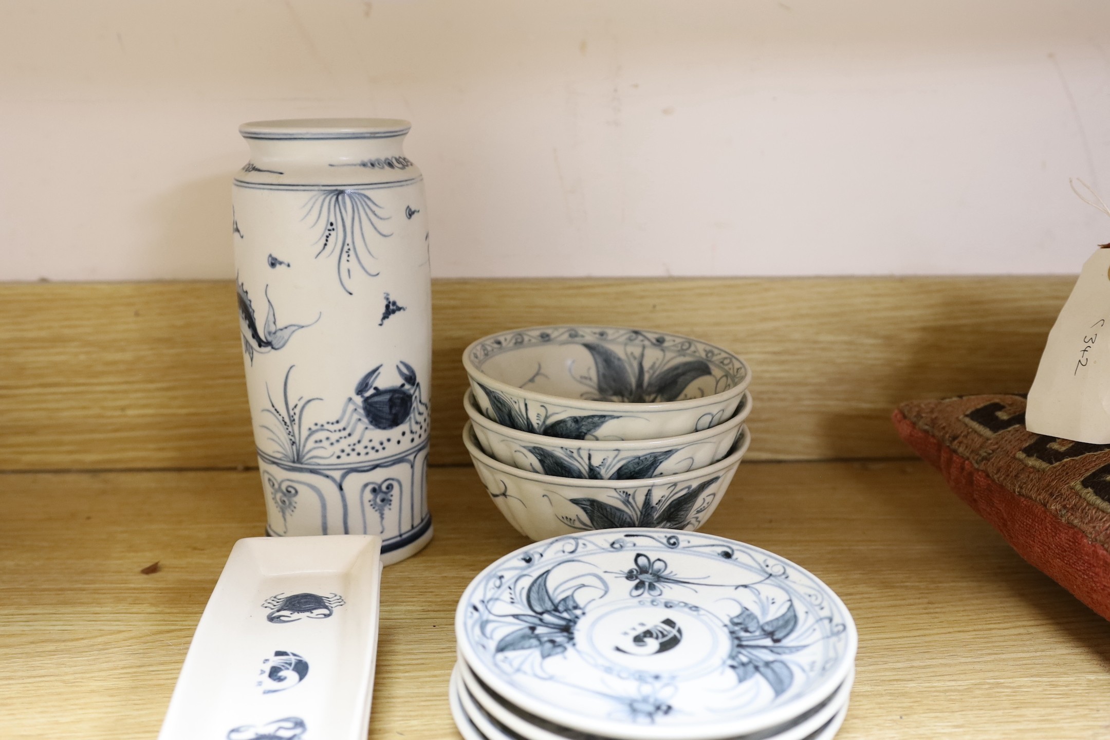A blue and white tea set